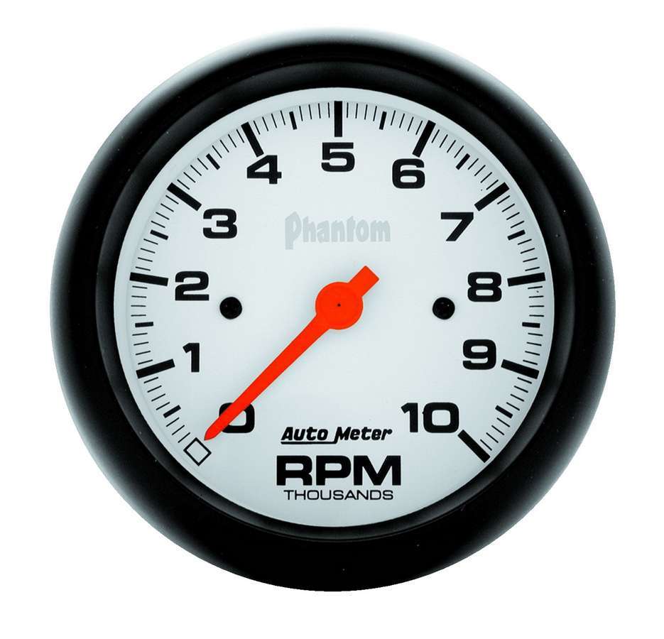 Autometer 5897 Phantom 10,000 RPM Electric Analog In-Dash Tachometer with White Face, 3-3/8 Inches Diameter