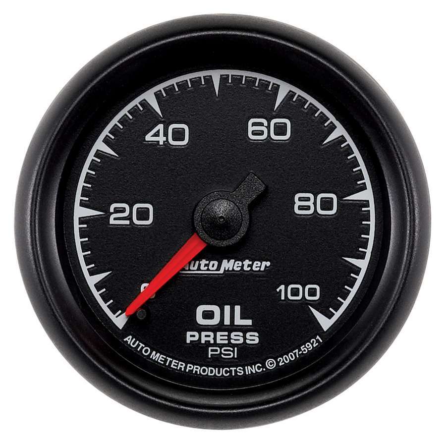 Autometer 5921 2-1/16 Inch ES Oil Pressure Gauge with Mechanical Operation and Black Face