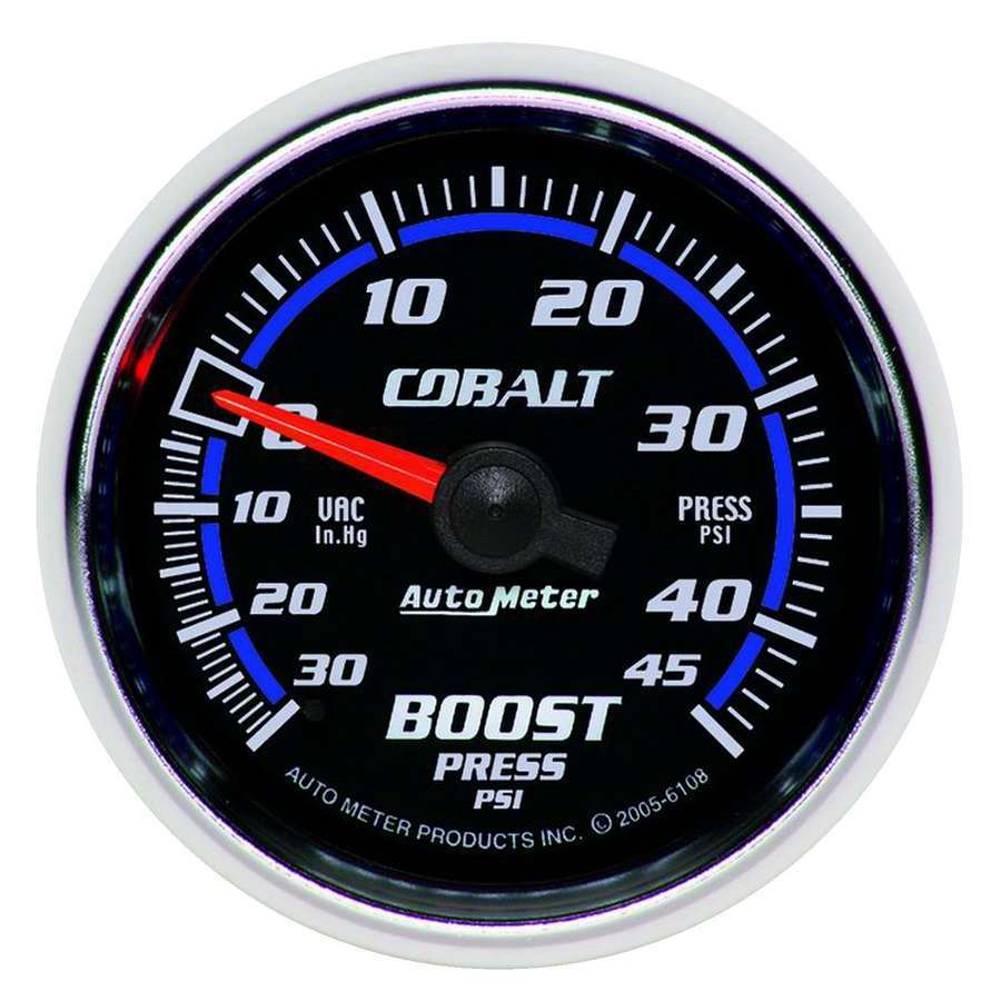 Autometer 6108 Cobalt Boost and Vacuum Gauge, 2-1/16 Inch Diameter, Mechanical Analog Display