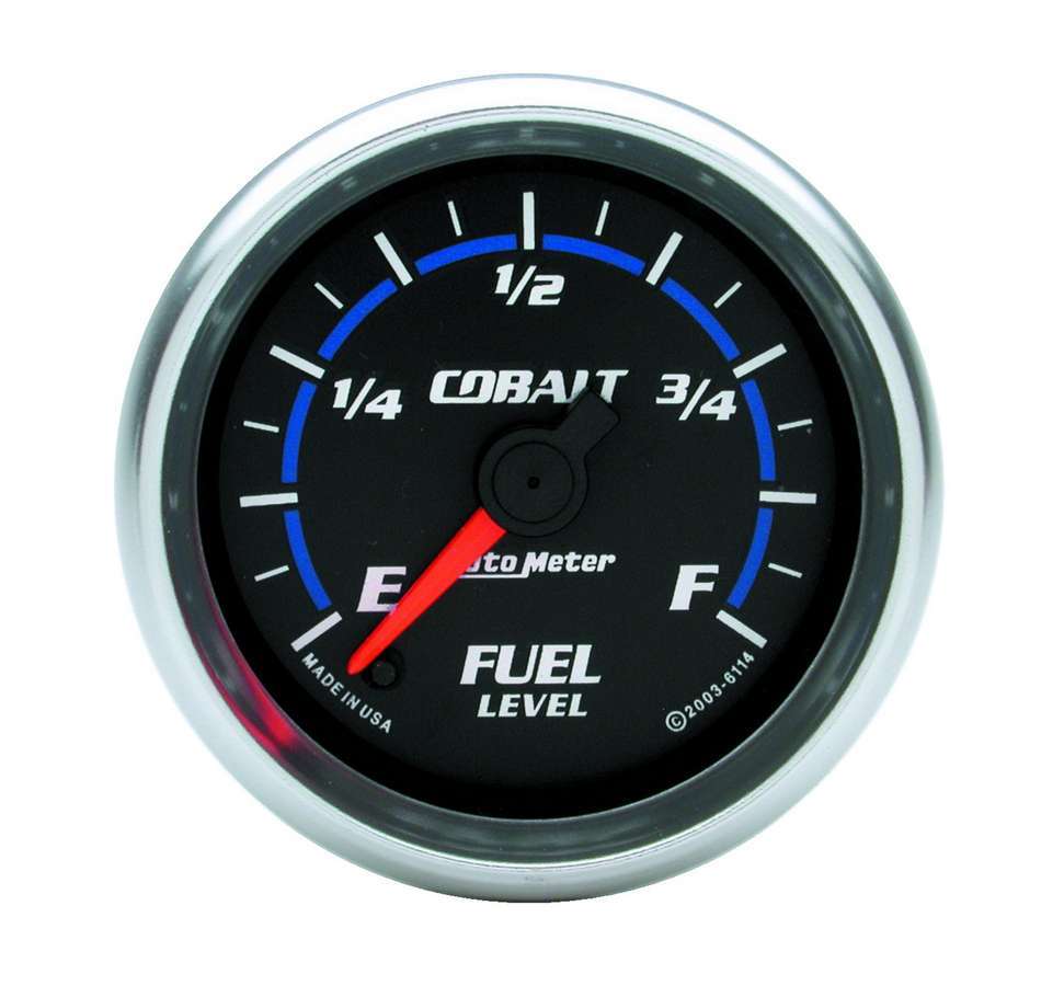 Autometer 6114 Cobalt Fuel Level Gauge 0-280 Ohm Electric Analog Full Sweep 2-1/16 Inch Diameter