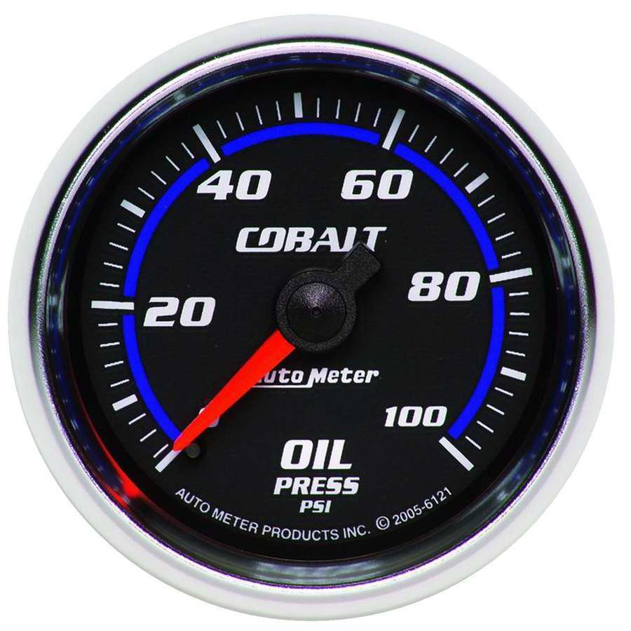 Autometer 6121 Cobalt Oil Pressure Gauge 0-100 psi, 2-1/16 inch Mechanical Analog Black Face