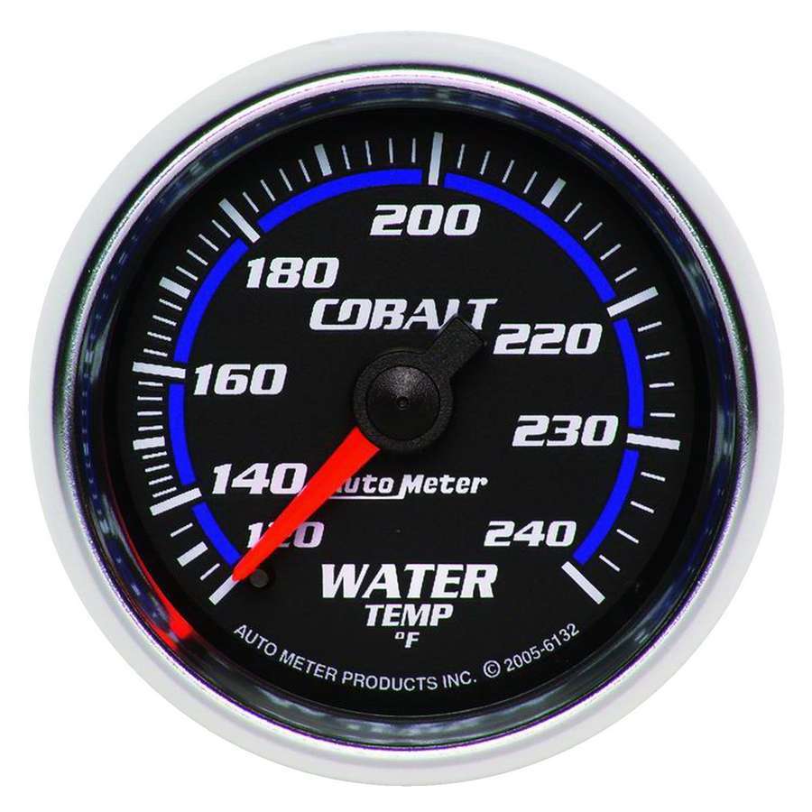Autometer 6132 Water Temperature Gauge 2-1/16 Inch Cobalt Dial 120-240°F Mechanical Analog