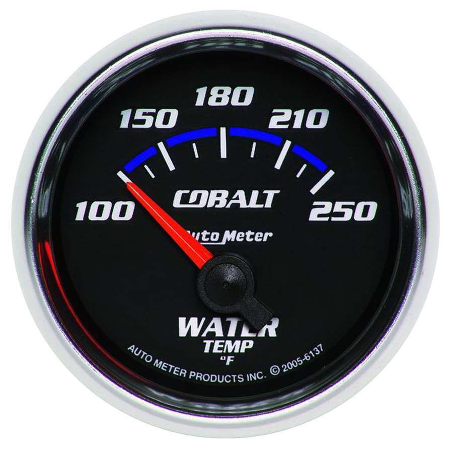Autometer 6137 Water Temperature Gauge 2-1/16 Inch Cobalt Face 100-250°F Electric Analog Short Sweep