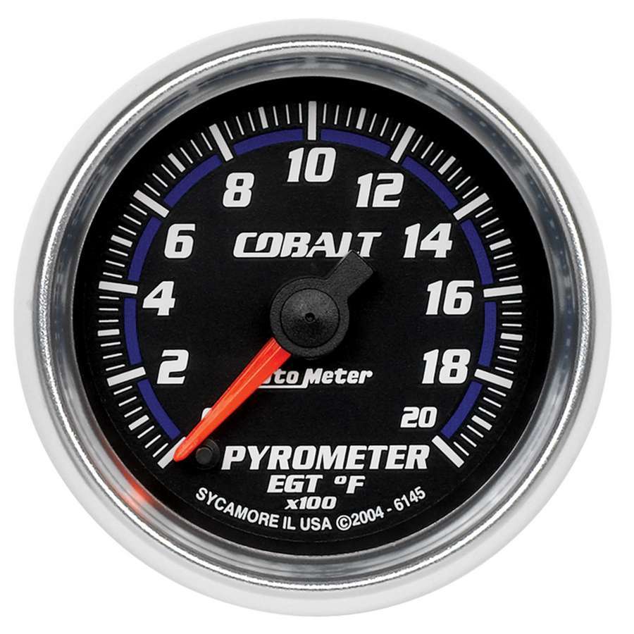 Autometer 6145 Cobalt Electric Analog Exhaust Gas Temperature Gauge 0-2000°F, 2-1/16 Inch Diameter