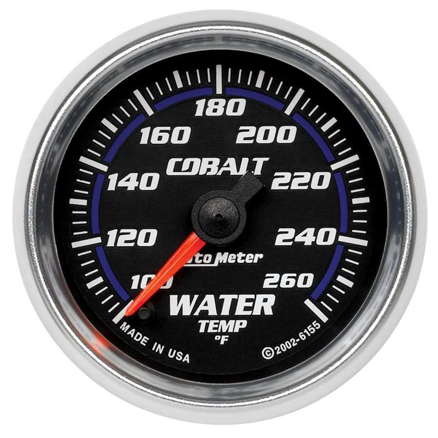 Autometer 6155 Water Temperature Gauge, 2-1/16 Inch, Cobalt Face, 100-260°F, Analog Full Sweep