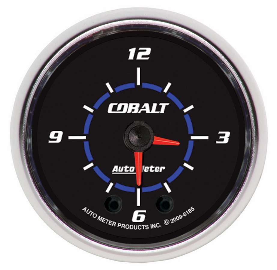 Autometer 6185 2-1/16 Inch Cobalt Hi-Def Electric Analog Clock with Black Face