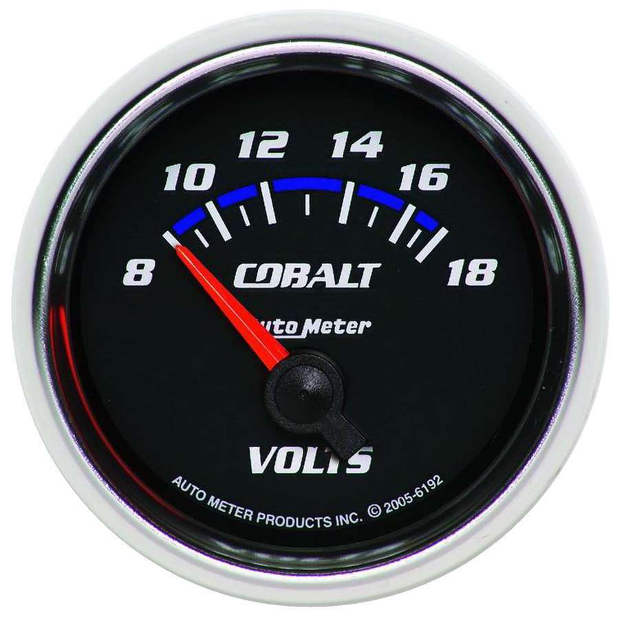 Autometer 6192 Cobalt Series 2-1/16 Inch Electric Analog Voltmeter Gauge 8-18V