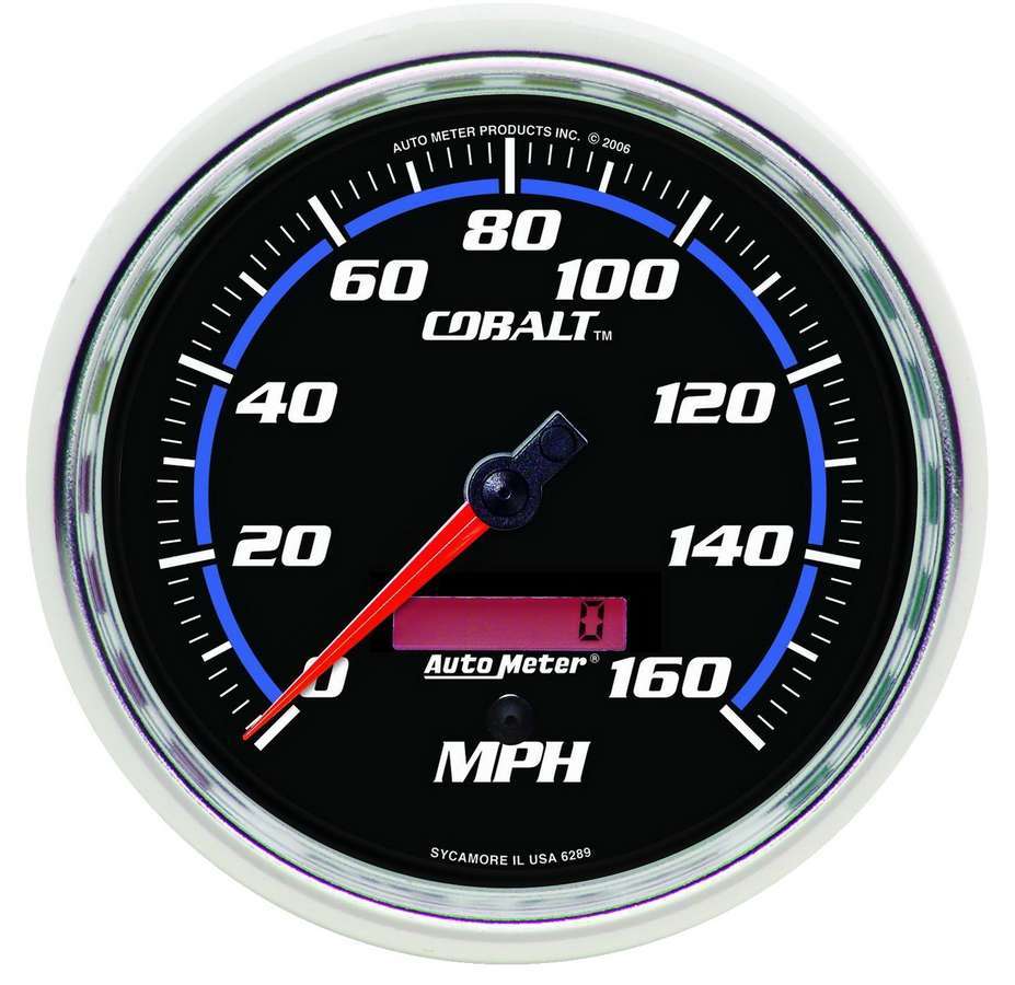 Autometer 6289 5-Inch Cobalt Series In-Dash Speedometer, 160 MPH, Analog, Black Face, Electric