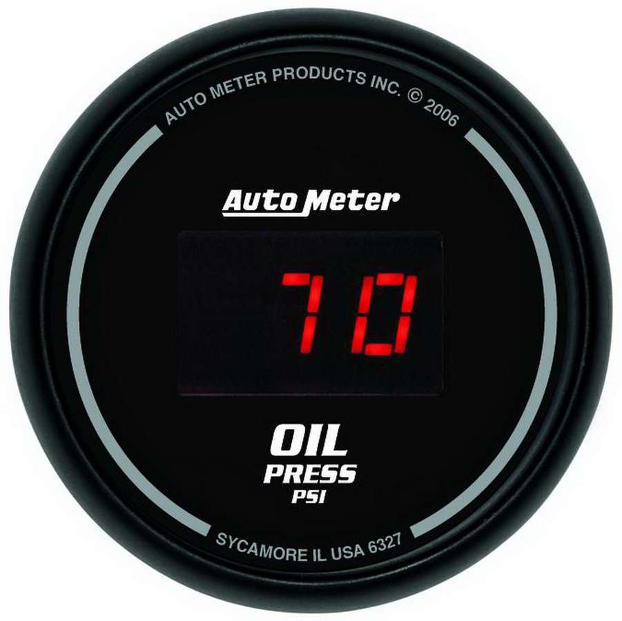 Autometer 6327 Sport-Comp Electric Oil Pressure Gauge, 5-100 psi, 2-1/16 Inch Black Dial