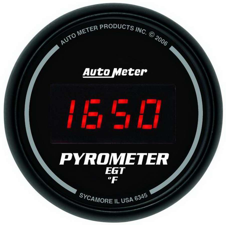 Autometer 6345 Digital EGT Gauge, 0-2000°F, 2-1/16 Inch Diameter, Black Face