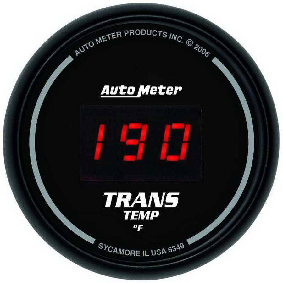 Autometer 6349 Sport-Comp Transmission Temperature Gauge, 0-300°F, Digital, 2-1/16 Inch Diameter, Black Face