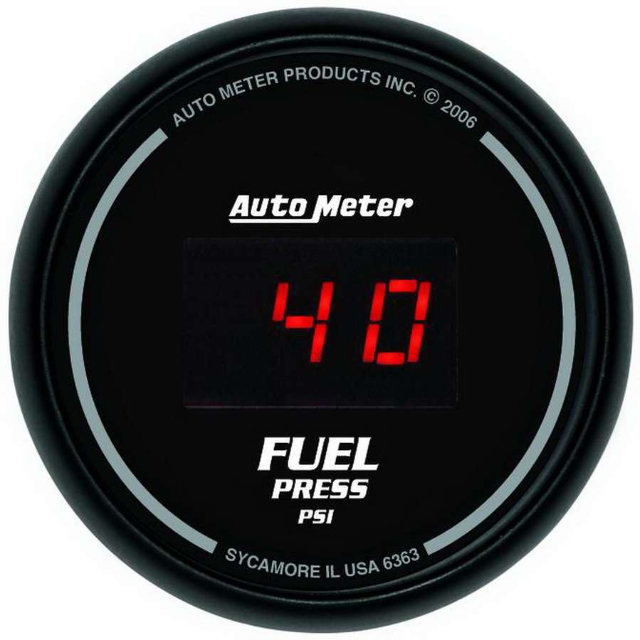 Autometer 6363 Digital Fuel Pressure Gauge, 5-100 psi, Electric, Black Face, 2-1/16 Inch Diameter