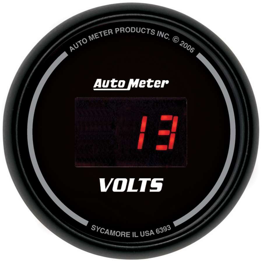 Autometer 6393 Digital Volt Gauge 8-18V 2-1/16 Inch Black Face