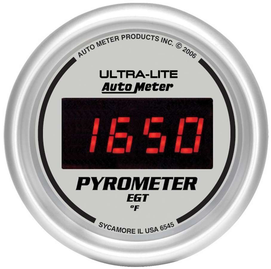Autometer 6545 EGT Gauge, 2-1/16 Inch Digital Electric Pyrometer, 0-2000°F Silver Face