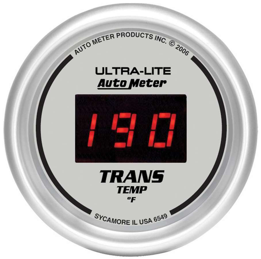 Autometer 6549 Transmission Temperature Gauge, 0-300°F, Digital, 2-1/16 Inch Silver Face