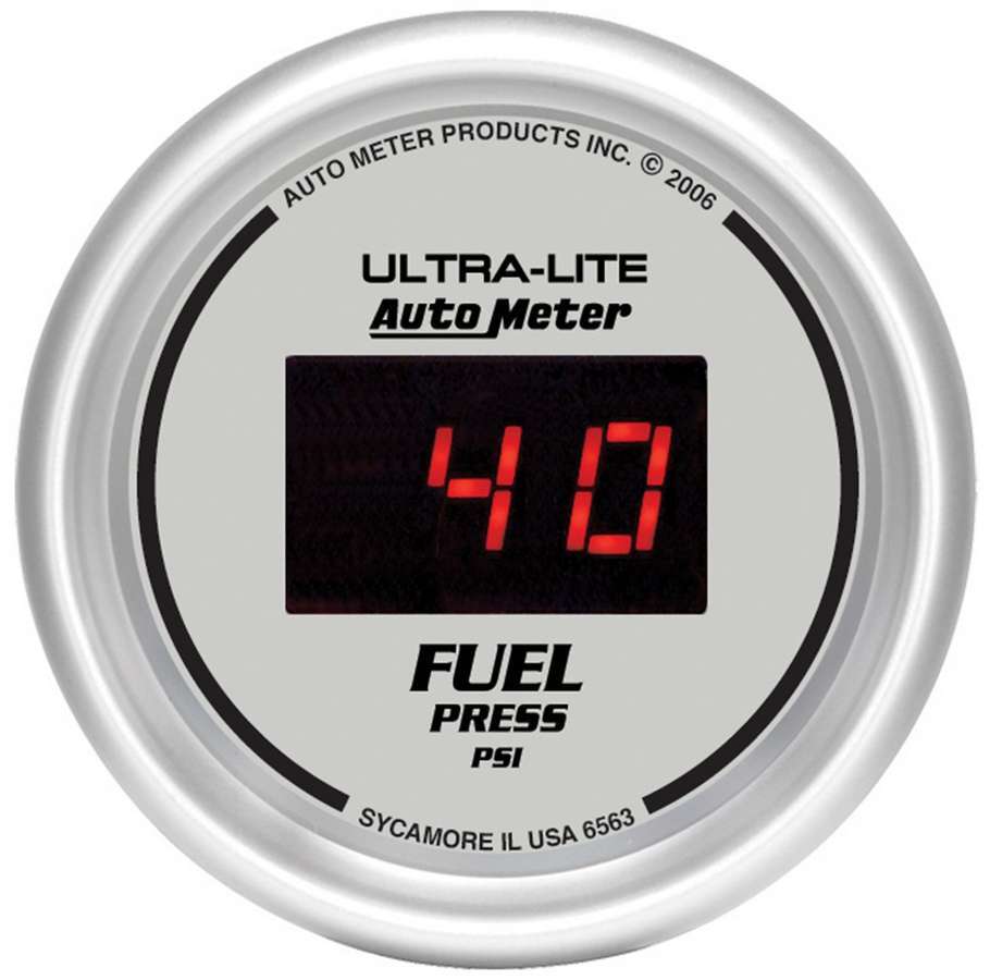 Autometer 6563 Digital Fuel Pressure Gauge, 5-100 psi, Electric, 2-1/16 Inch Diameter, Silver Face