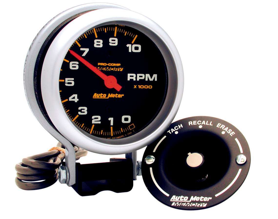 Autometer 6601 3-3/4 Inch Memory Electric Tachometer with Black Face and 10,000 RPM Range