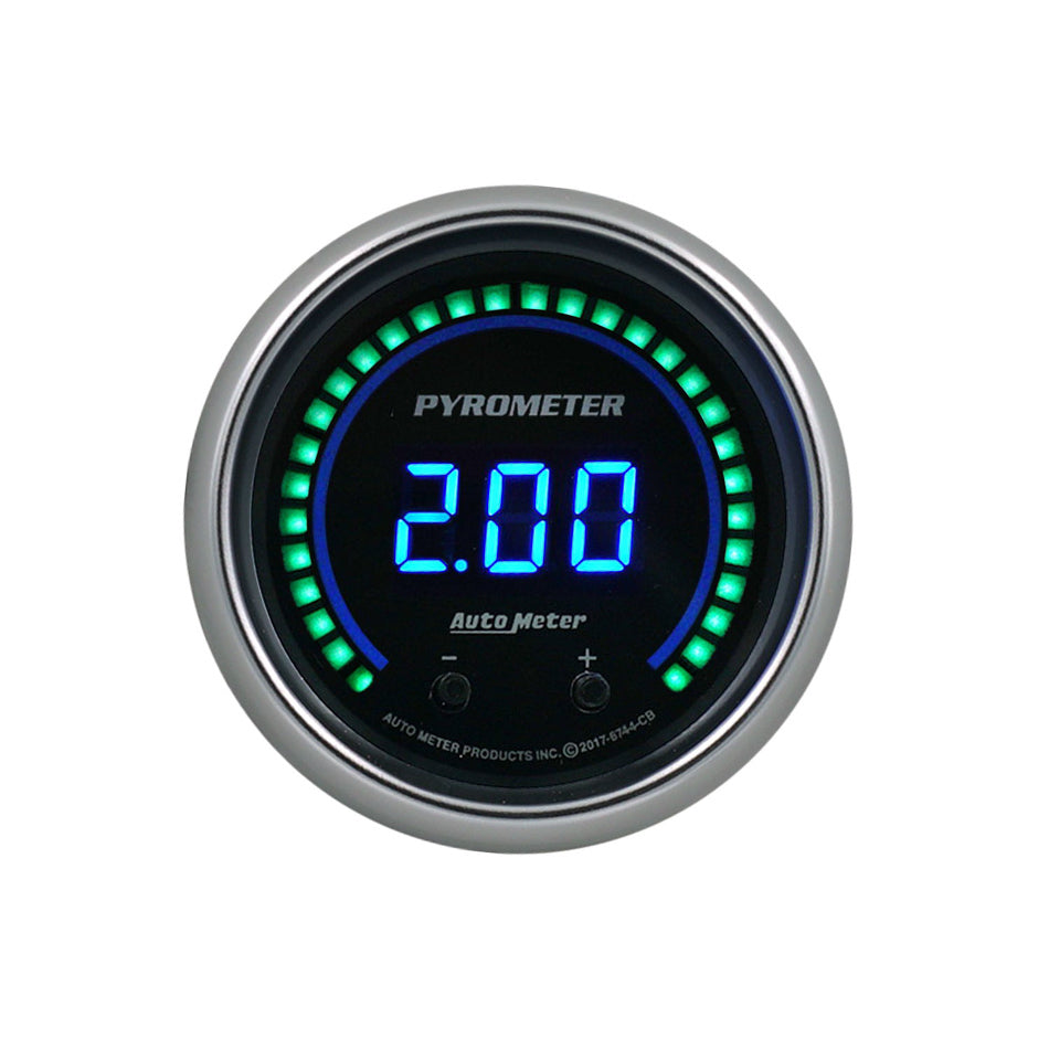Autometer 6744-CB Cobalt Elite Digital Pyrometer Gauge, 0-2000°F, 2-1/16 Inch Black Face