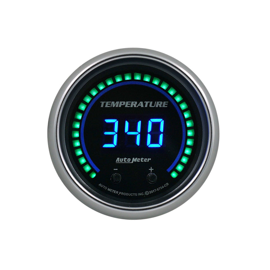 Autometer 6754-CB Cobalt Elite Digital Fluid Temperature Gauge, 60-340°F / 40-170°C, 2-1/16 Inch Black Face
