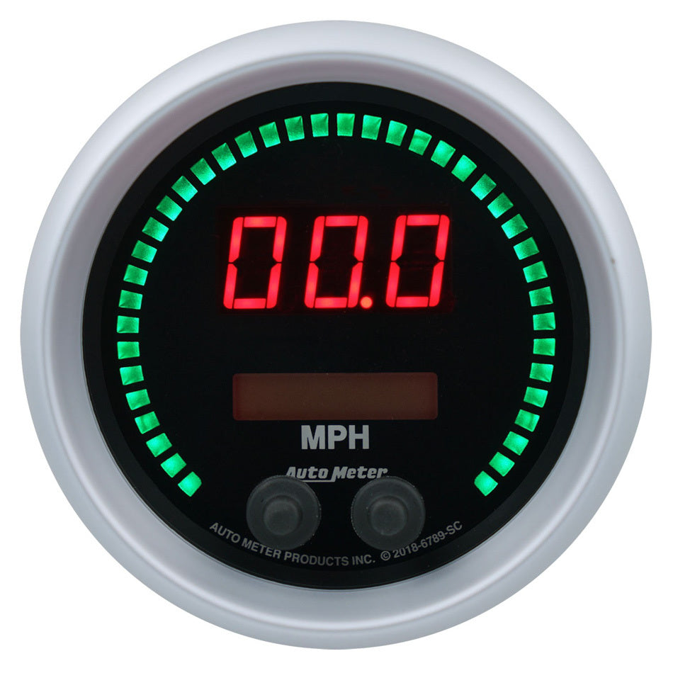 Autometer 6789-SC Sport-Comp Elite Digital Speedometer 3-3/8 Inch Black Face 0-260 MPH