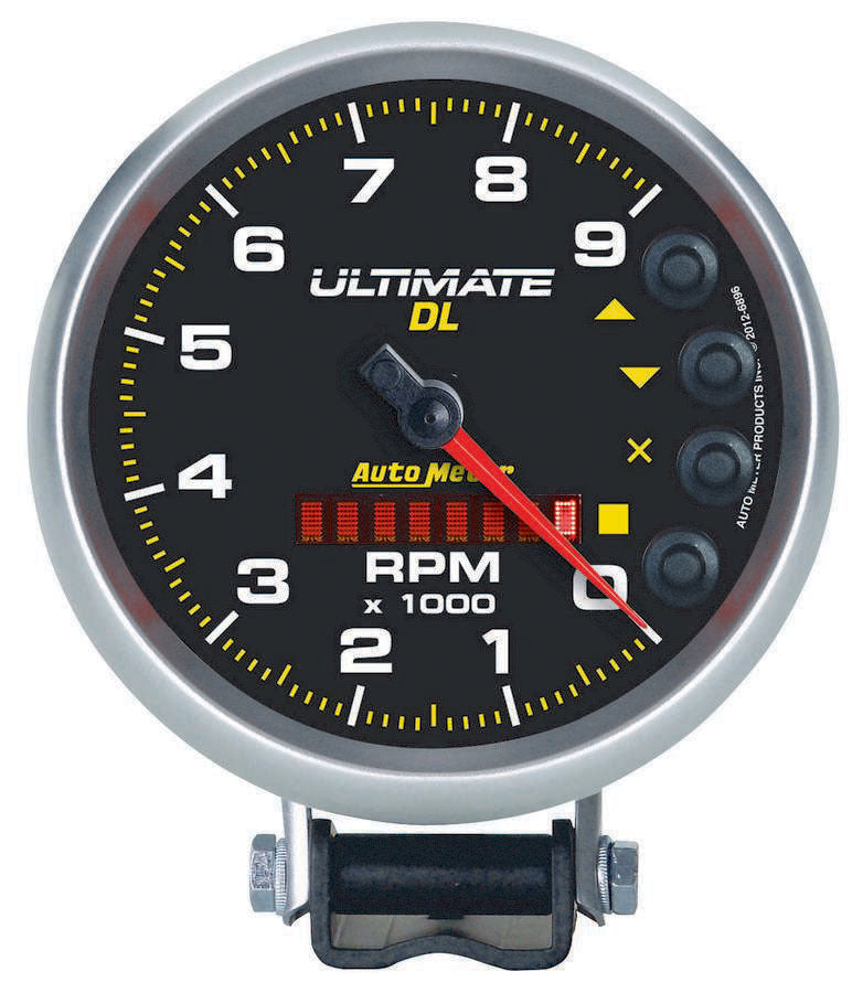Autometer 6896 Ultimate DL 9000 RPM Electric Analog Tachometer with Black Face, 5-Inch Diameter