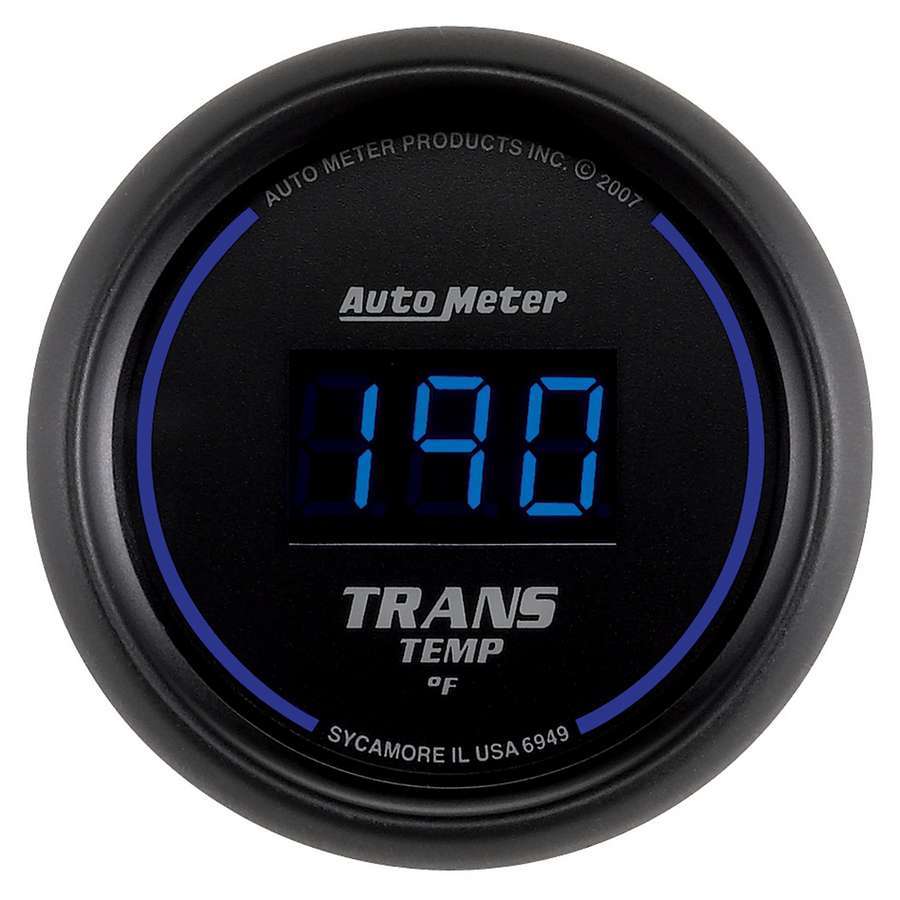 Autometer 6949 Transmission Temperature Gauge 0-340°F Digital Blue LED 2-1/16 Inch Black Face