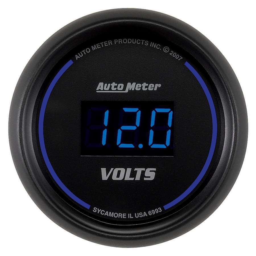 Autometer 6993 2-1/16 Inch Cobalt Digital Voltmeter Gauge 8-18V