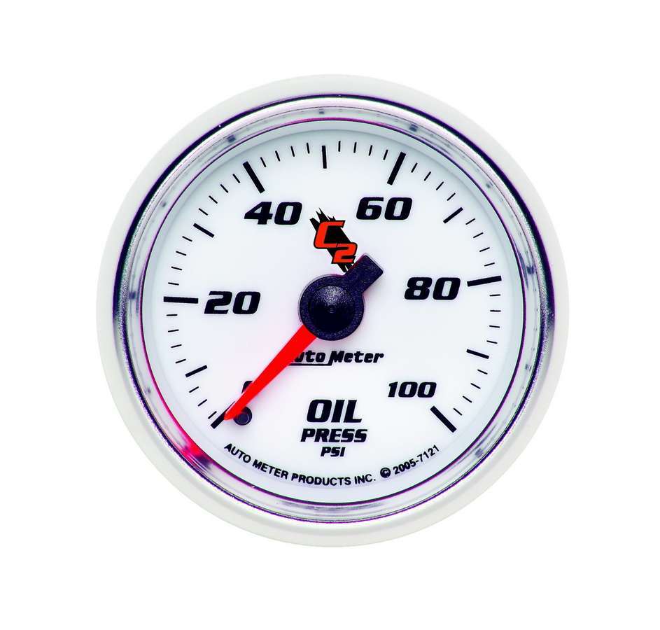 Autometer 7121 C2 Series 2-1/16 Inch Mechanical Oil Pressure Gauge 0-100 PSI