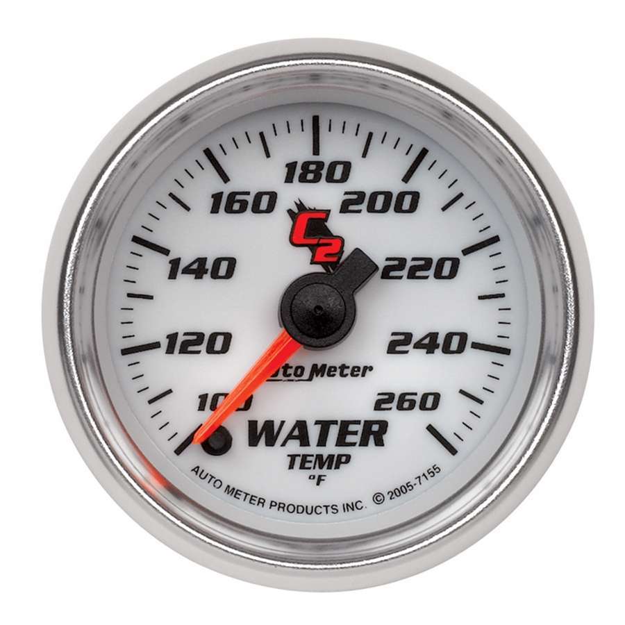 Autometer 7155 Water Temperature Gauge 2-1/16 Inch C2 Series 100-260°F Electric Analog
