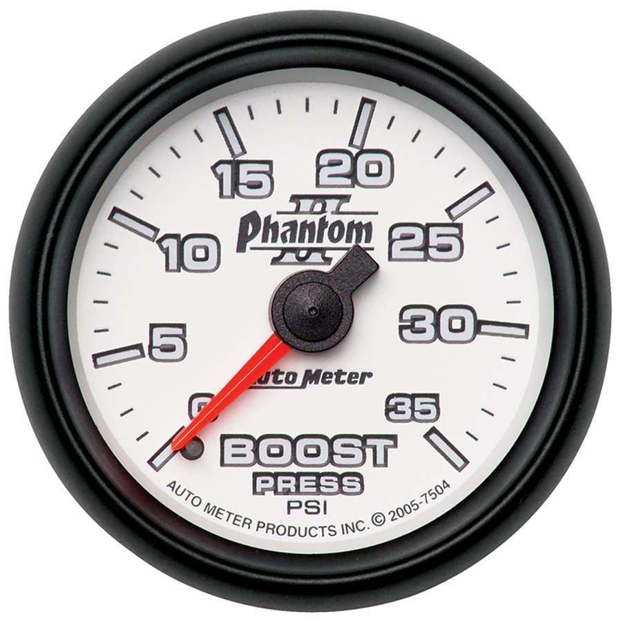 Autometer Phantom II Boost Gauge 0-35 PSI Mechanical Analog 2-1/16 Inch White Face