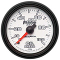 Autometer 7521 Phantom II Oil Pressure Gauge, 0-100 psi, Mechanical, Analog, 2-1/16 Inch White Face