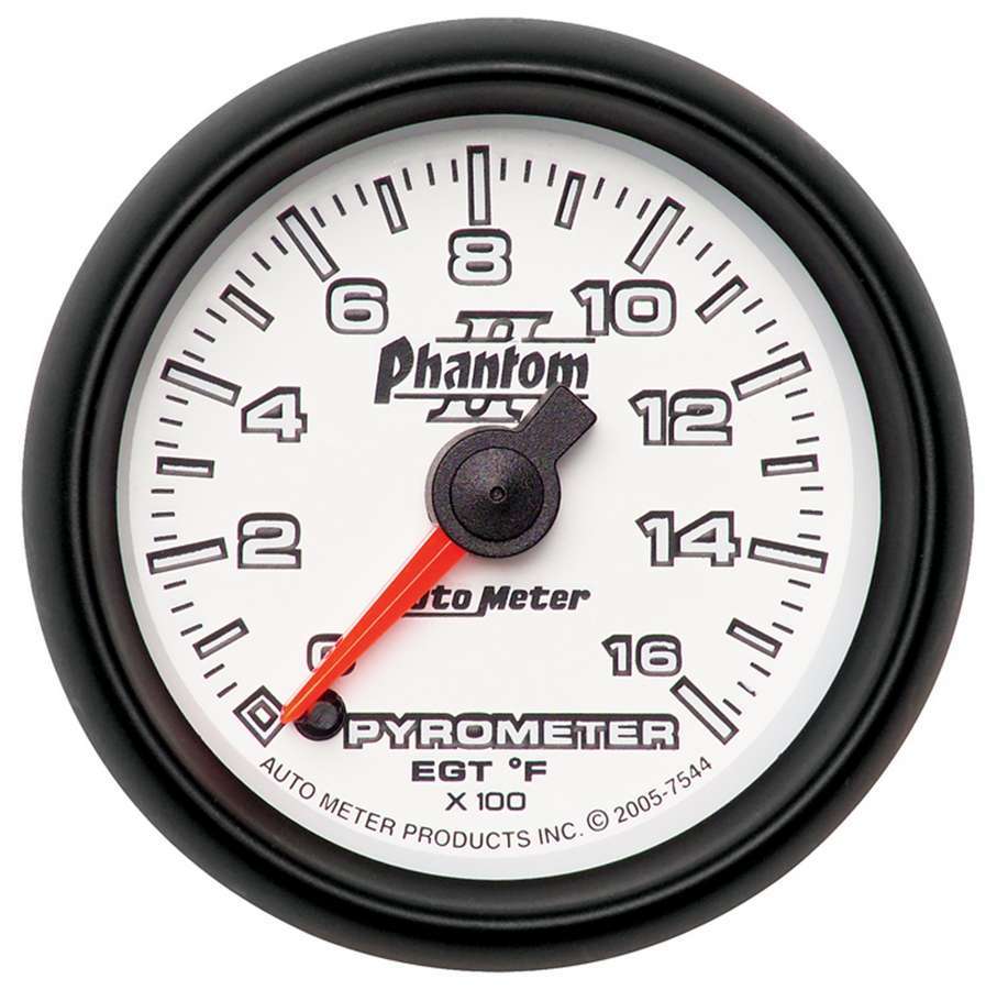 Autometer 7544 Phantom II Electric Pyrometer Gauge 2-1/16 Inch Dial 0-1600°F