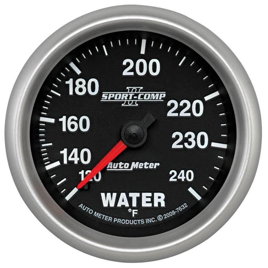 Autometer 7632 Sport-Comp II Water Temperature Gauge 120-240°F, 2-5/8 Inch Diameter, Mechanical Analog