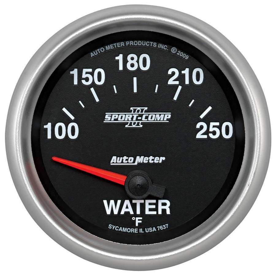 Autometer S/C II Water Temperature Gauge 2-5/8 Inch Full Sweep Electric Black Face 100-250°F