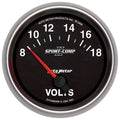 Autometer 7691 Sport-Comp II Volt Gauge, 8-18V, 2-5/8 Inch Diameter, Analog Short Sweep, Black Face