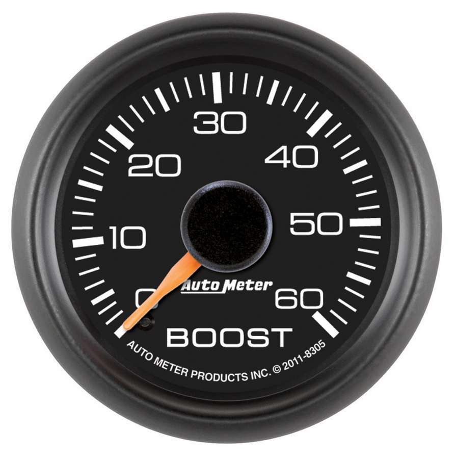 Autometer 8305 2-1/16 Inch Boost Pressure Gauge for GM Diesel Trucks, Mechanical, 0-60 psi, Black Face