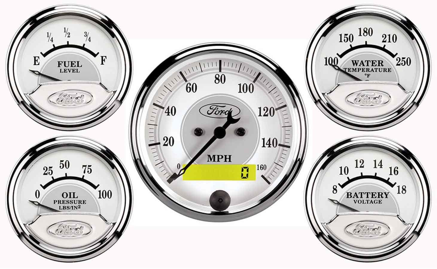 Autometer 880087 Ford Racing 5 Gauge Kit with White Face and Ford Logo