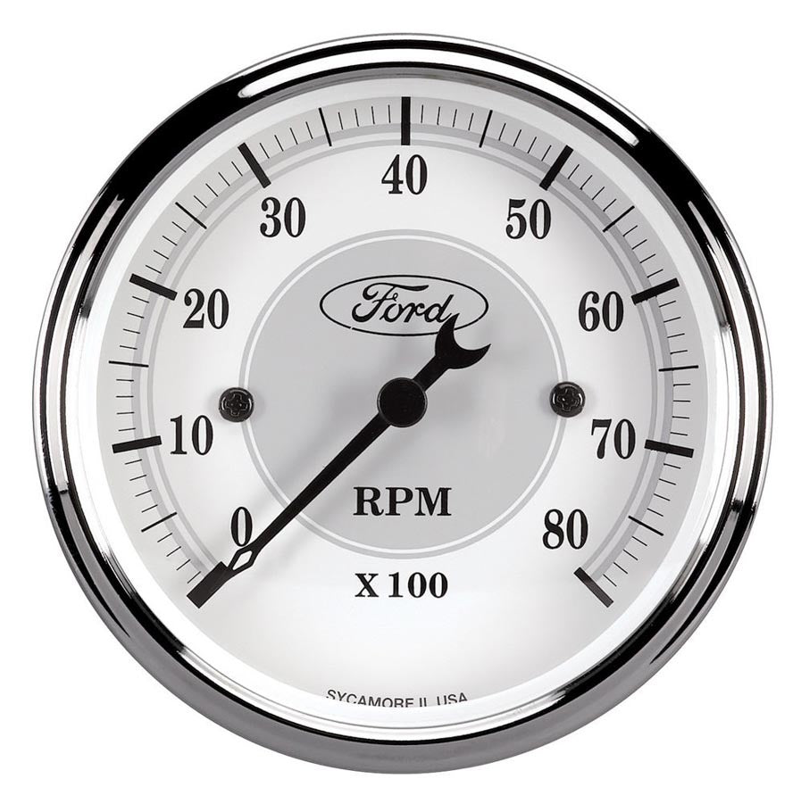 Autometer 880088 Ford Racing Tachometer 8000 RPM Electric Analog 3-1/8 Inch Diameter White Face Dash Mount