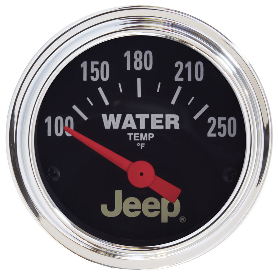 Autometer 880241 Jeep Series 2-1/16 Inch Water Temperature Gauge, 100-250°F, Analog, Black Face with Jeep Logo