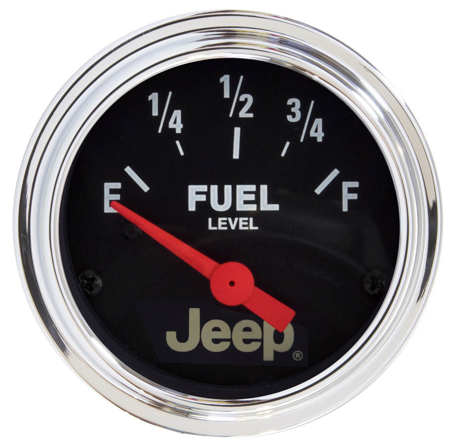 Autometer 880243 Jeep Series Fuel Level Gauge, 0-90 Ohms, 2-1/16 Inch Diameter, Black Face with Jeep Logo