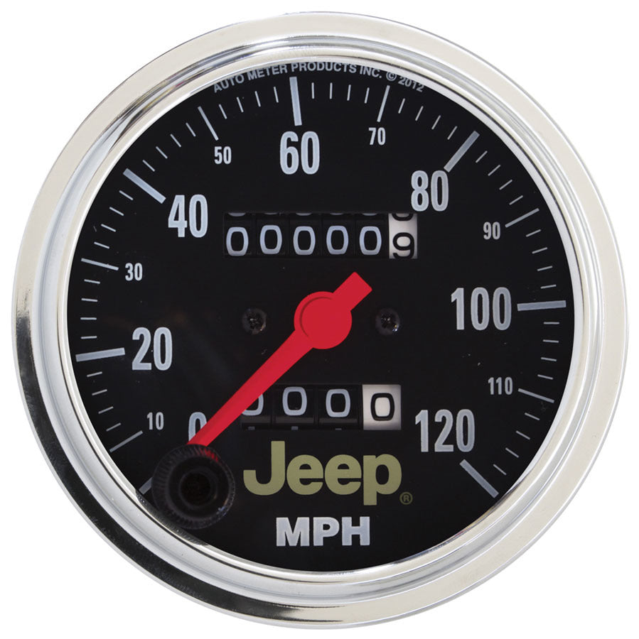 Autometer 880245 Jeep Series 3-3/8 Inch Mechanical Speedometer with 120 MPH Analog Display and Jeep Logo