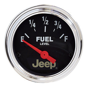 Autometer 880428 Fuel Level Gauge for Jeep - 73-10 Ohm Electric Analog Short Sweep 2-1/16 Inch Diameter with Jeep Logo