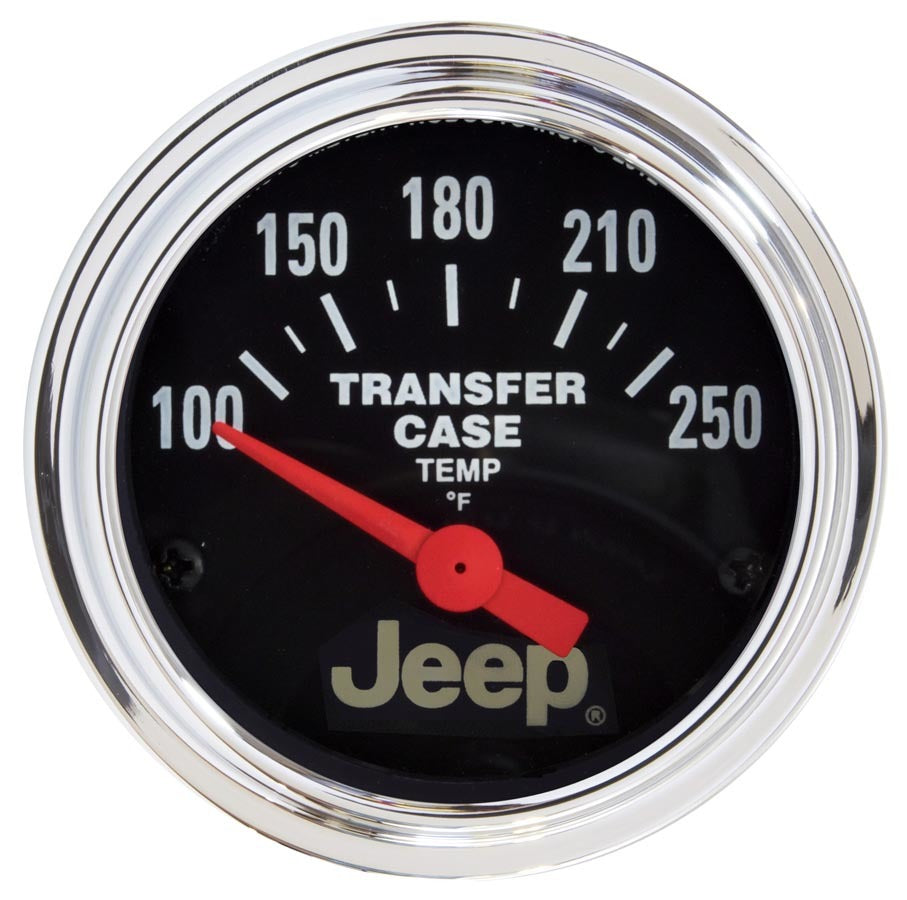 Autometer 880430 Transfer Case Temperature Gauge for Jeep – 100-250°F, 2-1/16 Inch Diameter, Black Face, Analog, Short Sweep