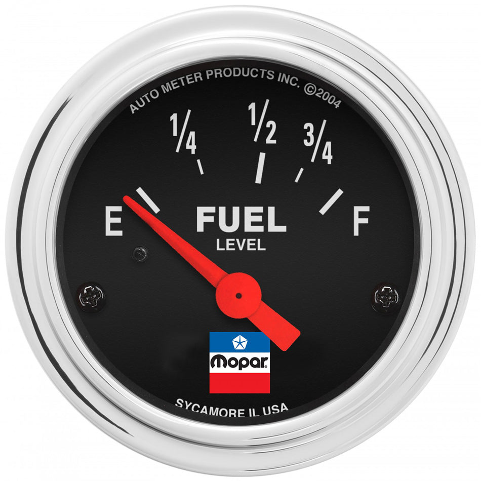 Autometer 880785 Mopar Logo Series 2-1/16 Inch Fuel Level Gauge with Classic Black Face and 73-10 Ohm Resistance