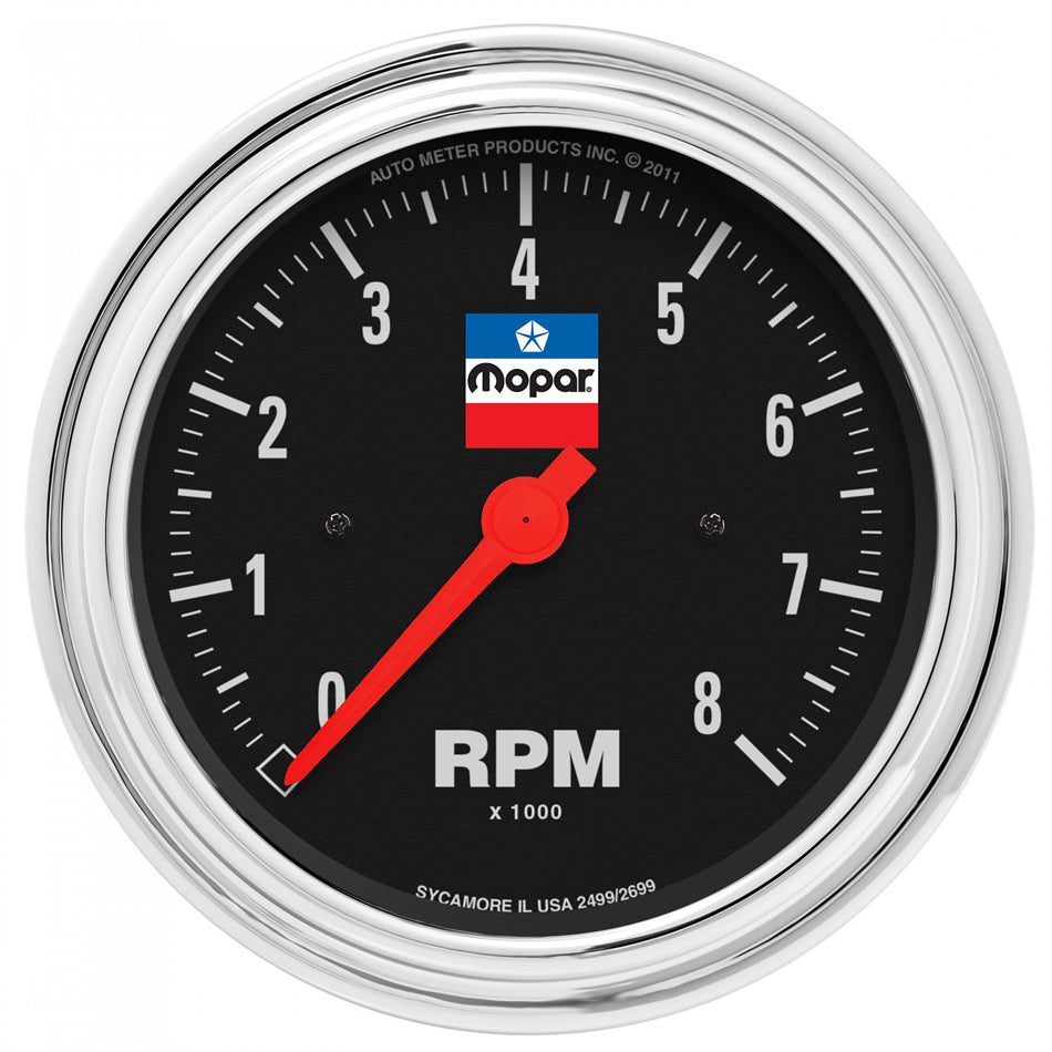 Autometer 880791 Mopar Logo Series 3-3/8 Inch Tachometer Gauge with 8,000 RPM Range for Classic Mopar Vehicles