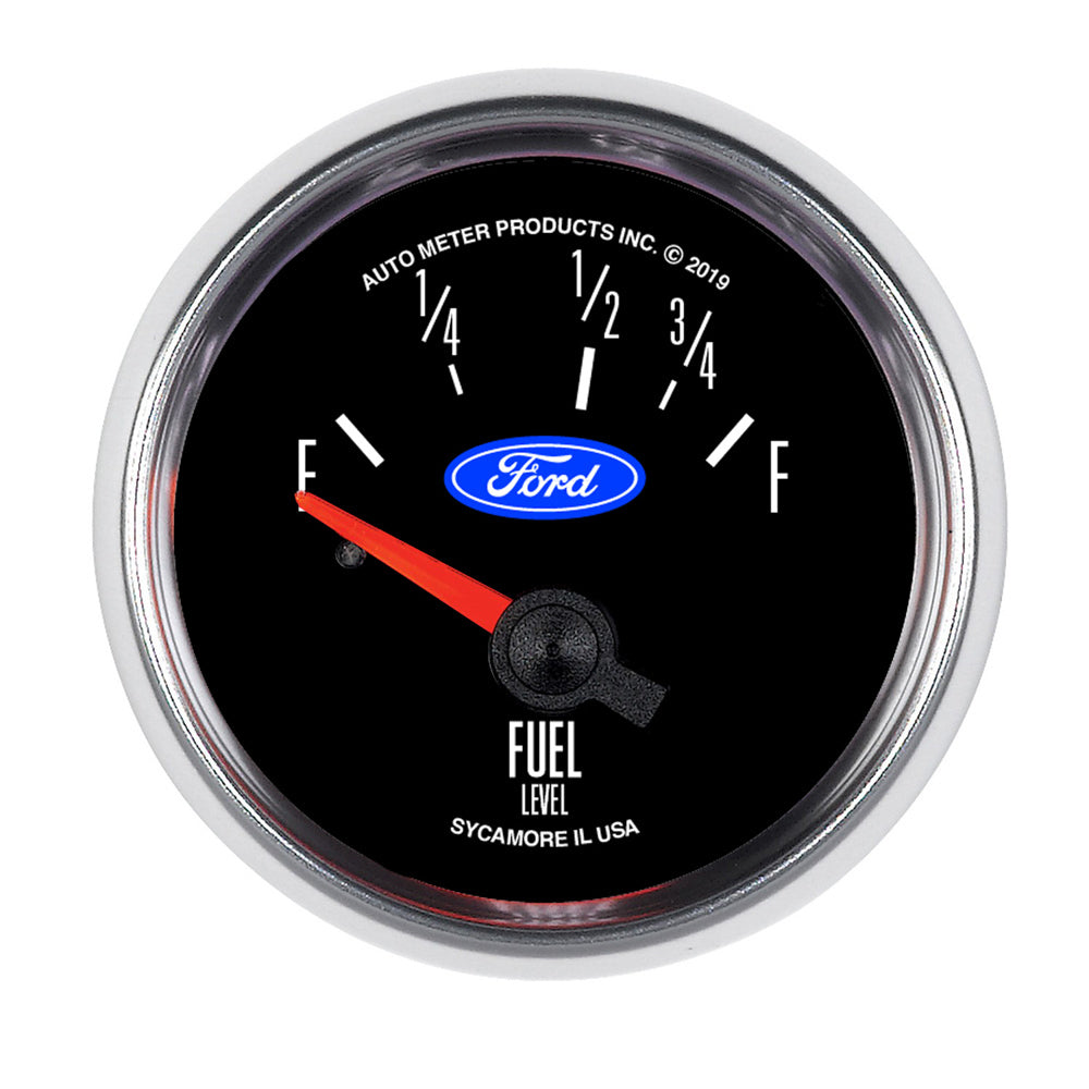 Autometer 880820 Fuel Level Gauge 73 Ohms to 10 Ohms, 2-1/16 Inch Diameter, Black Face with Ford Logo