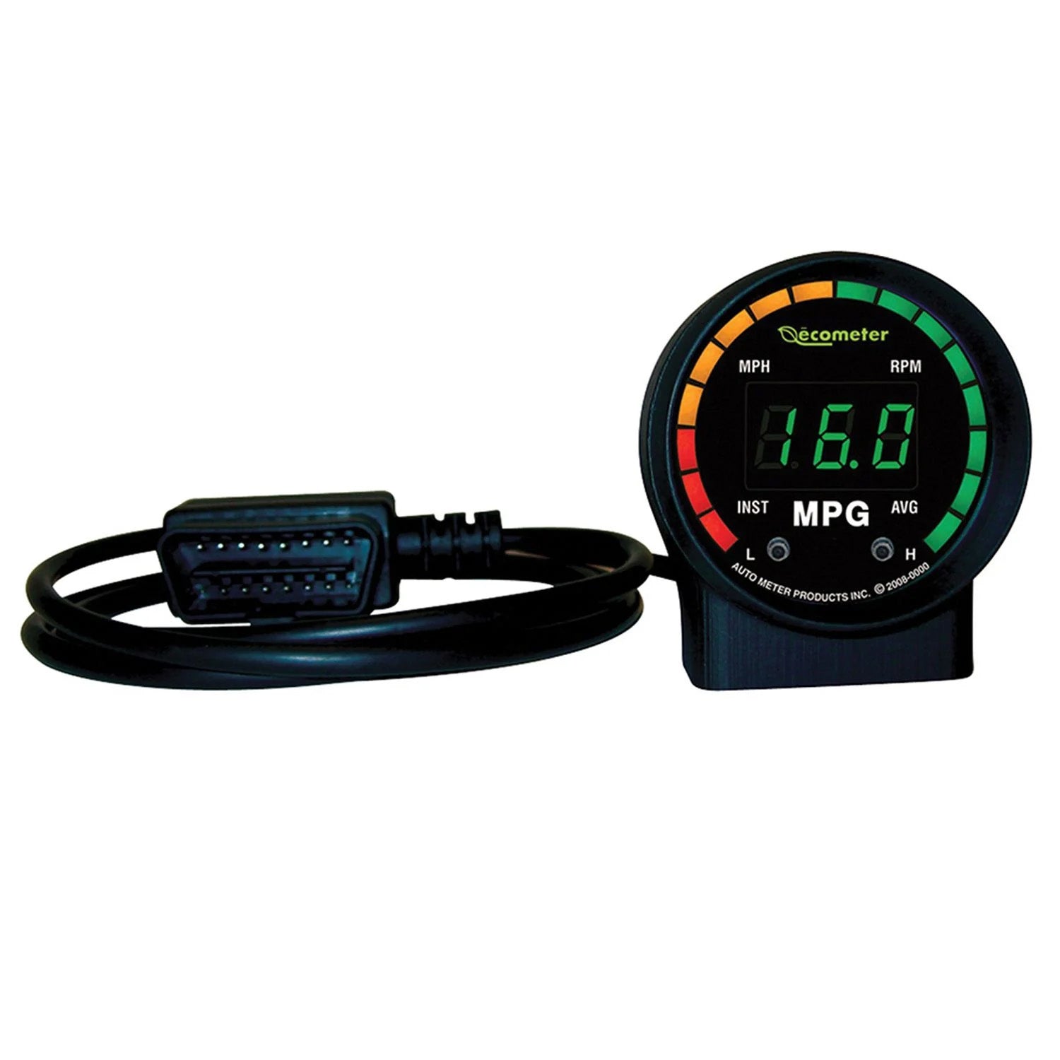 Autometer Ecometer 9105 Digital Fuel Economy Gauge with Black Face