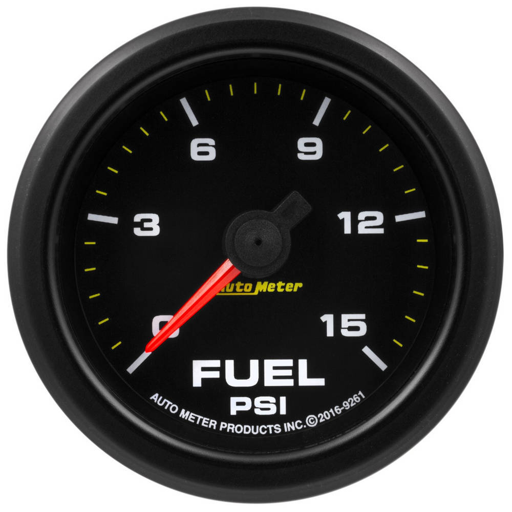 Autometer 9261 Fuel Pressure Gauge 0-15 psi, 2-1/16 Inch Diameter, Black Face, Electric Analog with Full Sweep Stepper Motor for Extreme Environments