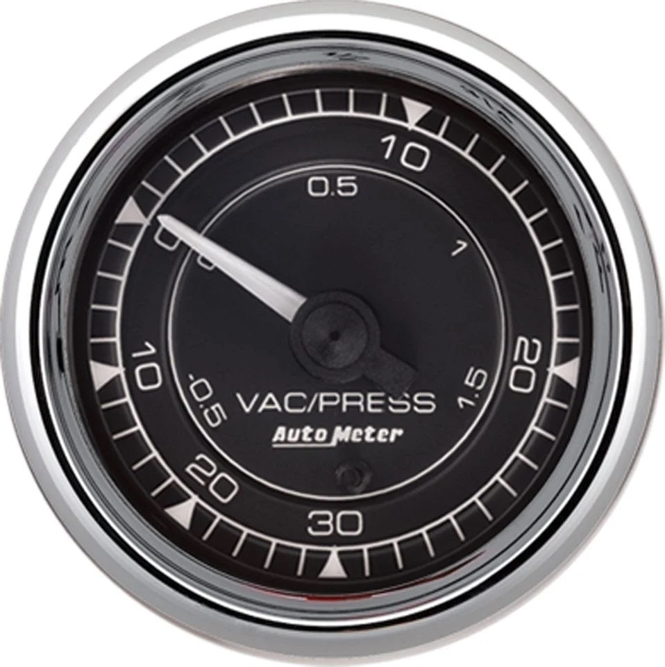 Autometer 9703 Chrono Series Vacuum and Boost Gauge 0-30 psi, 2-1/16 Inch Diameter, Black Face