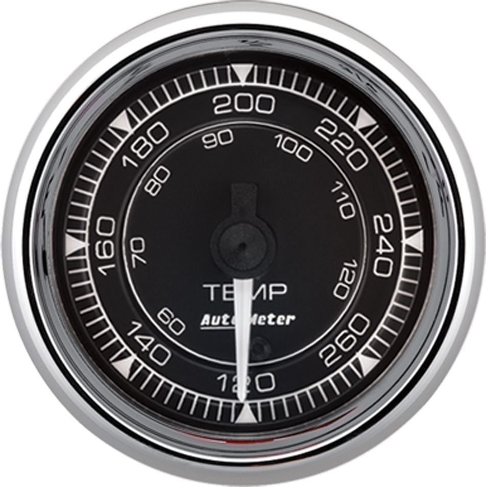 Autometer 9754 Chrono Series Water Temperature Gauge 120-280°F, 2-1/16 Inch Black Face, Full Sweep Electric